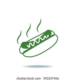 Flat icon. Hot Dog with sausage barbecue.