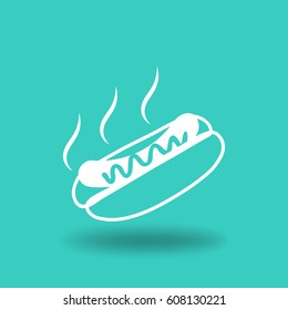Flat icon. Hot Dog with sausage barbecue.