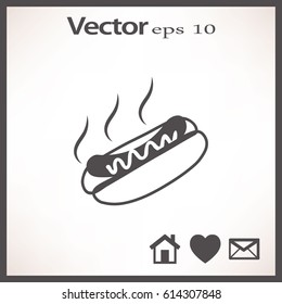 Flat icon. Hot Dog with sausage barbecue.
