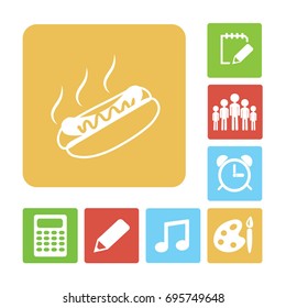 Flat icon. Hot Dog with sausage barbecue.