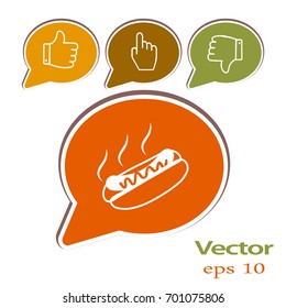 Flat icon. Hot Dog with sausage barbecue.