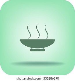 Icono plano. Almuerzo caliente. El plato con la comida.
