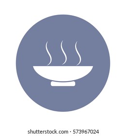 Icono plano. Almuerzo caliente. El plato con la comida.