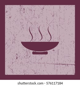 Icono plano. Almuerzo caliente. El plato con la comida.