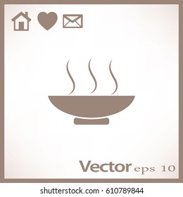 Flat icon. Hot lunch. The dish with the food.