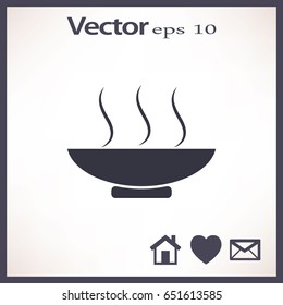 Flat icon. Hot lunch. The dish with the food.