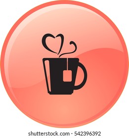 Flat icon. Hot tea. My favorite tea. The steam in the form of heart.