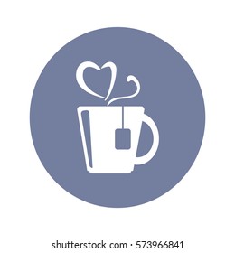 Flat icon. Hot tea. My favorite tea. The steam in the form of heart.