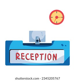 Un icono plano de la recepción del hotel 