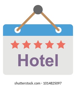 
Flat icon of a hotel sign board 
