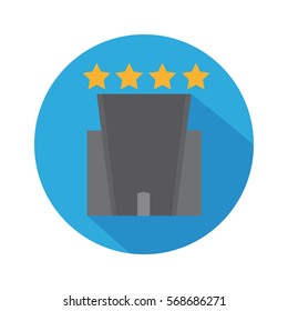 Flat Icon Hotel With Stars With Long Shadow For Travel
