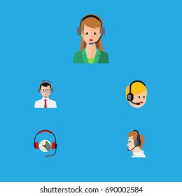 Flat Icon Hotline Set Of Secretary, Help, Telemarketing And Other Vector Objects. Also Includes Telemarketing, Hotline, Secretary Elements.