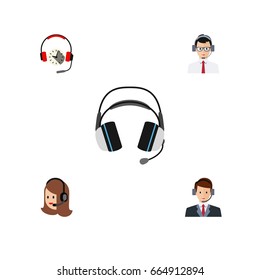 Flat Icon Hotline Set Of Service, Help, Headphone And Other Vector Objects. Also Includes Center, Service, Earphone Elements.