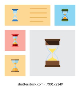 Flat Icon Hourglass Set Of Clock, Loading, Hourglass And Other Vector Objects. Also Includes Clock, Instrument, Sandglass Elements.