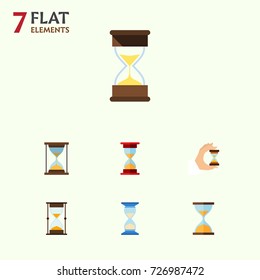 Flat Icon Hourglass Set Of Instrument, Loading, Measurement And Other Vector Objects. Also Includes Hourglass, Sand, Measurement Elements.