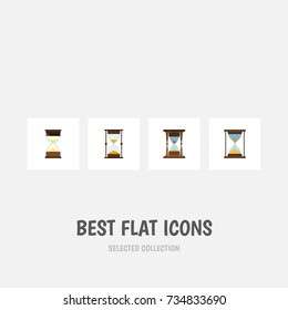 Flat Icon Hourglass Set Of Measurement, Minute Measuring, Instrument And Other Vector Objects. Also Includes Sandglass, Timer, Hourglass Elements.