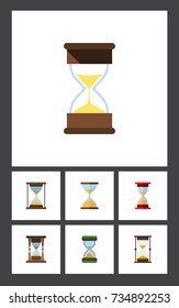 Flat Icon Hourglass Set Of Measurement, Loading, Clock And Other Vector Objects. Also Includes Clock, Instrument, Sand Elements.