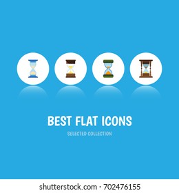 Flat Icon Hourglass Set Of Waiting, Hourglass, Sand Timer Vector Objects. Also Includes Instrument, Sand, Hourglass Elements.