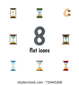 Flat Icon Hourglass Set Of Waiting, Minute Measuring, Instrument And Other Vector Objects. Also Includes Sandglass, Clock, Timer Elements.