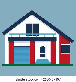 Flat icon with house. Cartoon style. Small house. Vector illustration. stock image.