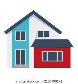 Icono plano con casa. Estilo de caricatura. Pequeña casa. Ilustración vectorial. imagen de stock.