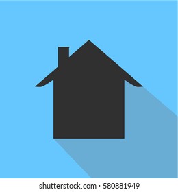 Flat Icon of house. Isolated on stylish color background. Element with a long shadow. Modern vector illustration for web and mobile