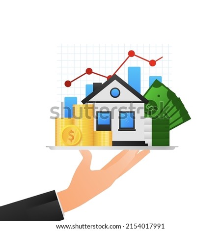 Flat icon with house money. 3d isometric illustration. Finance isometric.