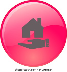 Icono plano. La casa en una palmera. Idea conceptual de la venta de bienes raíces.
