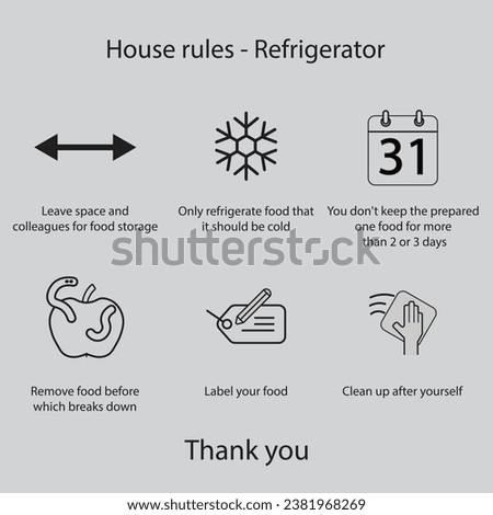 Flat icon House rules - Refrigerator solated on gray background. Vector illustration.