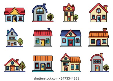 flat icon of house set on background