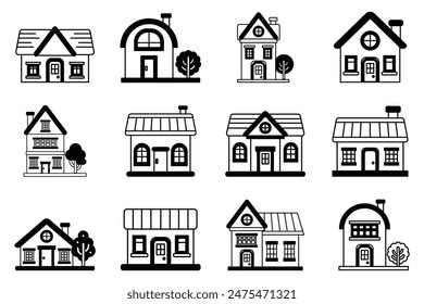 flat icon of house set on background