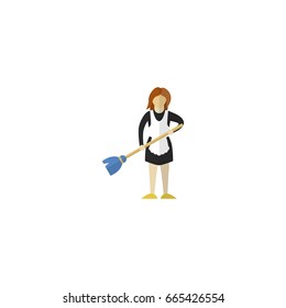 Flat Icon Housemaid Element. Vector Illustration Of Flat Icon Housewife Isolated On Clean Background. Can Be Used As Housemaid, Cleaning And Woman Symbols.
