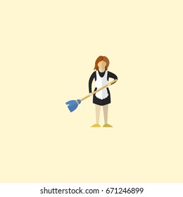 Flat Icon Housemaid Element. Vector Illustration Of Flat Icon Housewife Isolated On Clean Background. Can Be Used As Housemaid, Cleaning And Woman Symbols.