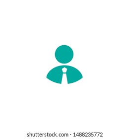 flat icon of human figure with tie. Avatar isolated on white. Vector illustration. person character, user, operator, account. consulting, job online, internet. Call center. help line.