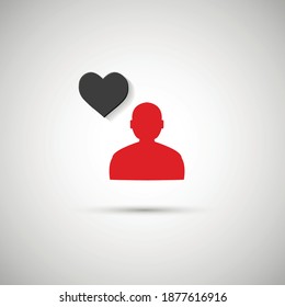 Icono plano corazón humano sobre fondo gris