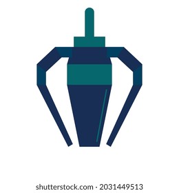 Icono plano con acaparador hidráulico para clasificar residuos en la ilustración de vector de plantas de reciclado