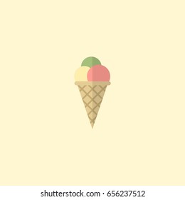 Flat Icon Ice Cream Element. Vector Illustration Of Flat Icon Sorbet Isolated On Clean Background. Can Be Used As Sorbet, Ice And Cream Symbols.
