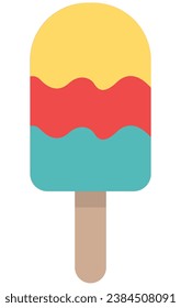 Flat icon of ice cream on a stick isolated white background.