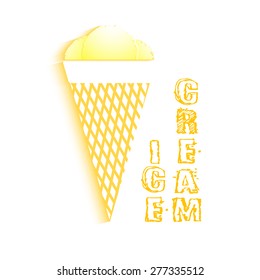 Flat Icon ice cream with shadow. Vector 