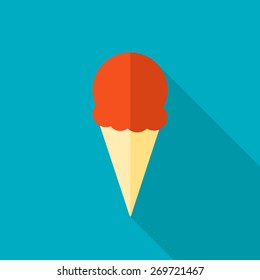 Flat icon of ice cream. Vector illustration.