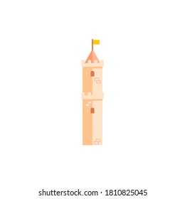 Flat icon illustration of castle tower isolated on white background. Vector illustration
