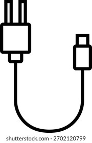 Ilustración plana del icono de un cable de carga