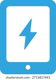 Ilustración plana del icono de una tableta de carga