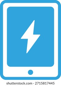 Ilustración plana del icono de una tableta de carga
