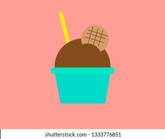 flat icon illustration chocolate ice cream in a cup