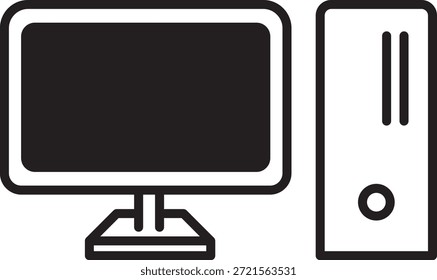 Ilustración plana del icono de una computadora de escritorio