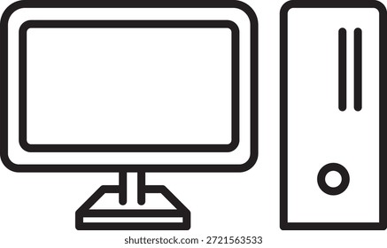 Ilustración plana del icono de una computadora de escritorio