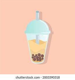 flat icon illustration of drink boba or bubble tea