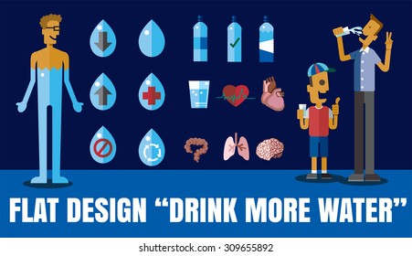 Flat icon illustration drink more water,elements for infographic vector format eps10