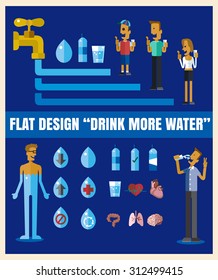 Flat icon illustration drink more water,elements for infographic vector format eps10